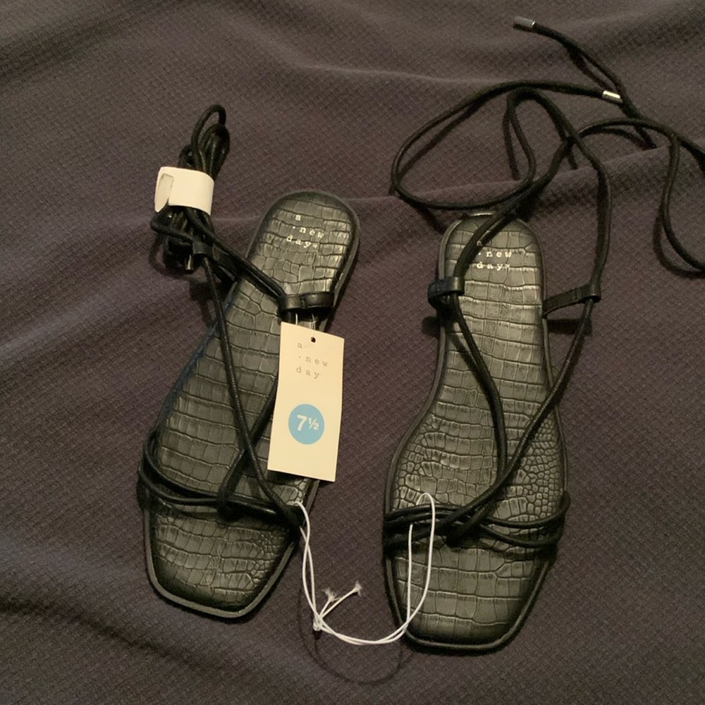 NWT black wrap sandals